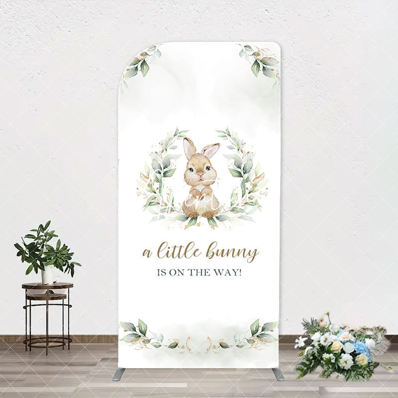 Aperturee - Green Leaves Little Bunny Arch Baby Shower Backdrop