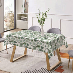 Aperturee - Green Leaves Monstera Repeat Rectangle Tablecloth