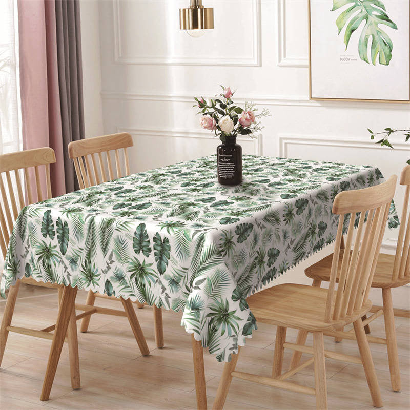 Aperturee - Green Leaves Monstera Repeat Rectangle Tablecloth