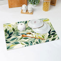 Aperturee - Green Leaves Simple Spring Dining Set Of 4 Placemats