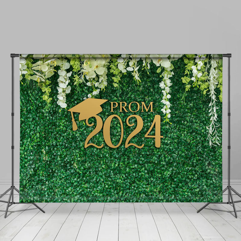 Aperturee - Green Leaves White Flower Plant Graduation Backdrop