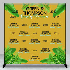 Aperturee - Green Leaves Yellow Custom Family Reunion Backdrop