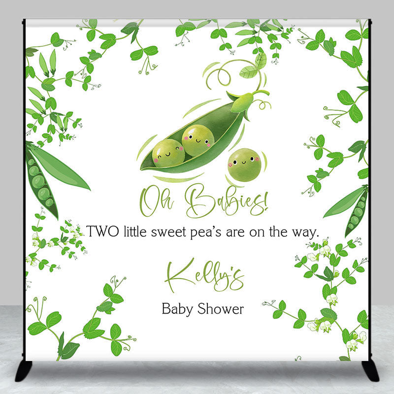 Aperturee - Green Little Sweet Peas Custom Baby Shower Backdrop