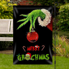 Aperturee - Green Monster Black Merry Christmas Garden Flag