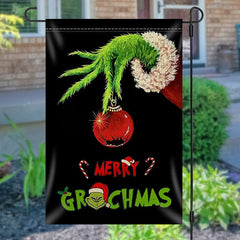 Aperturee - Green Monster Black Merry Christmas Garden Flag