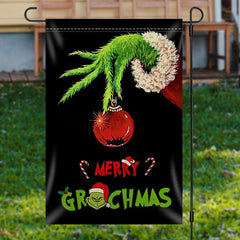 Aperturee - Green Monster Black Merry Christmas Garden Flag