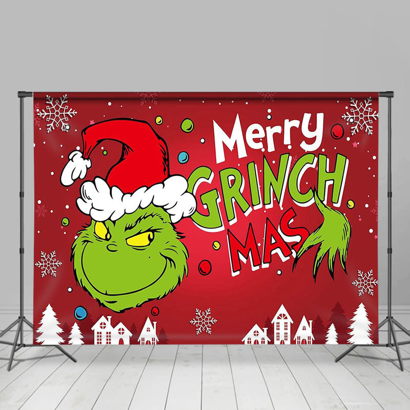 Aperturee - Green Monster Snowflake Red Merry Christmas Backdrop