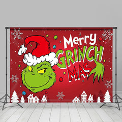 Aperturee - Green Monster Snowflake Red Merry Christmas Backdrop