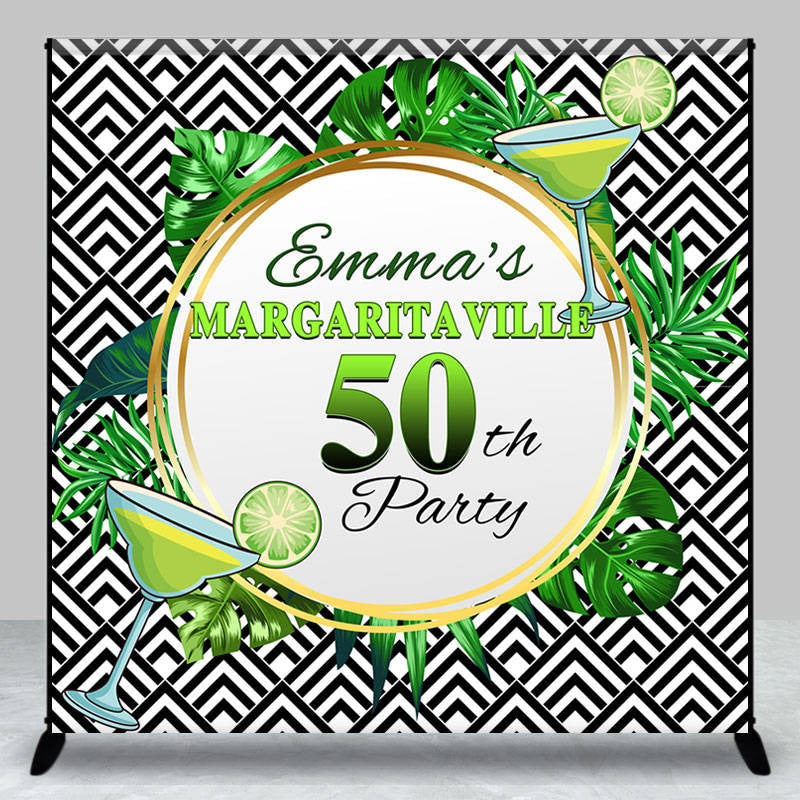 Aperturee - Green Monstera Lemon Custom 50th Birthday Backdrop