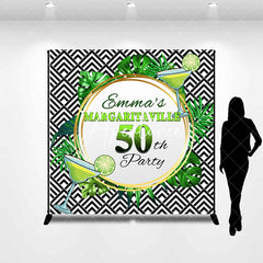 Aperturee - Green Monstera Lemon Custom 50th Birthday Backdrop