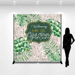 Aperturee - Green Monsteras Tropical Custom Baby Shower Backdrops