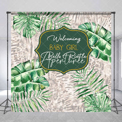 Aperturee - Green Monsteras Tropical Custom Baby Shower Backdrops