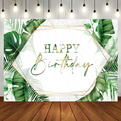 Aperturee - Green Monstra Marble Texture Happy Birthday Backdrop