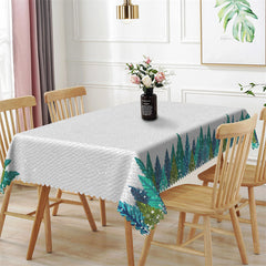 Aperturee - Green Pine Trees Christmas Party Pattern Tablecloth