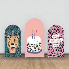 Aperturee - Green Pink Cake Leopard Birthday Arch Backdrop Kit