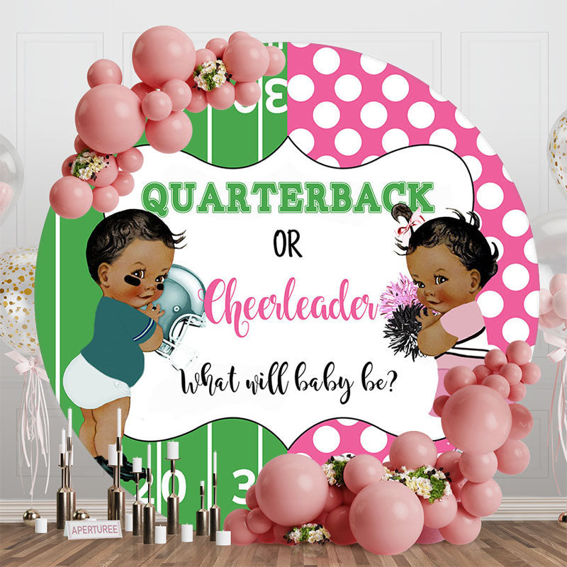 Aperturee - Green Pink Graffiti Round Gender Reveal Backdrop