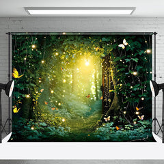 Aperturee - Green Plant Butterfly Light Forest Photo Backdrop