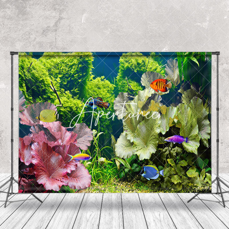 Aperturee - Green Plant Floral Fish Tank Landscaping Backdrop