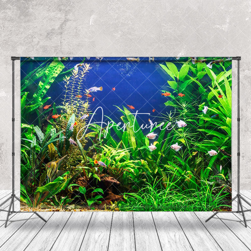 Aperturee - Green Plant Leaves Fish Tank Landscaping Backdrop