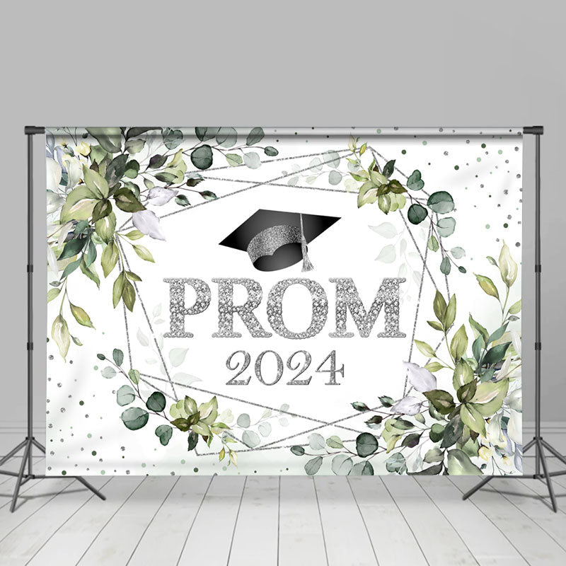 Aperturee - Green Plant Silver Dots Prom 2024 Dance Backdrop