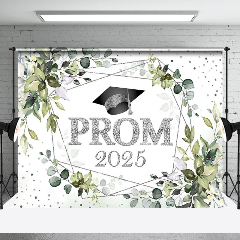 Aperturee - Green Plant Silver Dots Prom 2025 Dance Backdrop