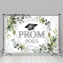 Aperturee - Green Plant Silver Dots Prom 2025 Dance Backdrop