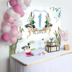 Aperturee - Green Pond Reed Duck Spring 1st Birthday Backdrop