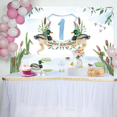 Aperturee - Green Pond Reed Duck Spring 1st Birthday Backdrop