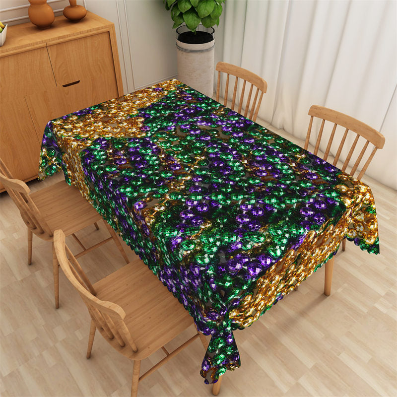 Aperturee - Green Purple Sparkle Light Ball Rectangle Tablecloth