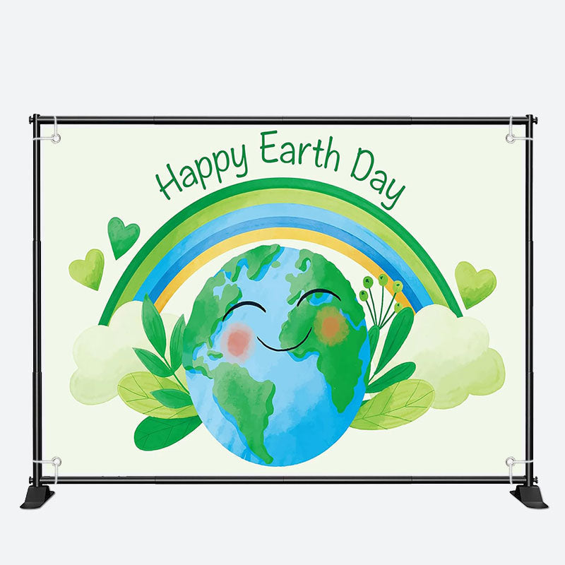 Aperturee - Green Rainbow Happy Earth Day Party Backdrop Decor