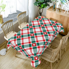 Aperturee - Green Red Christmas Tree Pattern Rectangle Tablecloth