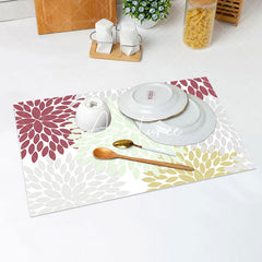 Aperturee - Green Red Grey Abstract Floral Set Of 4 Placemats