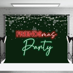 Aperturee - Green Red Neon Light Snow Friendsmas Party Backdrop