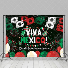 Aperturee - Green Red Viva Mexico Backdrop For Independence Day