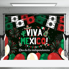 Aperturee - Green Red Viva Mexico Backdrop For Independence Day