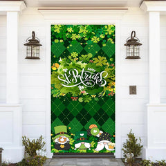 Aperturee - Green Rhombus Lattice St Patricks Day Door Cover