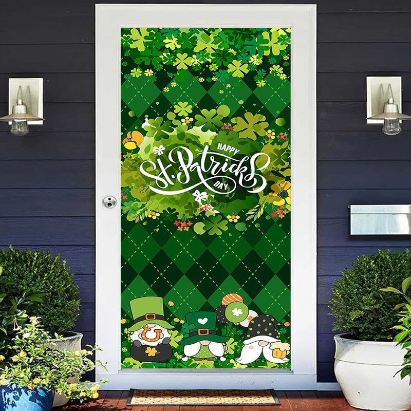 Aperturee - Green Rhombus Lattice St Patricks Day Door Cover