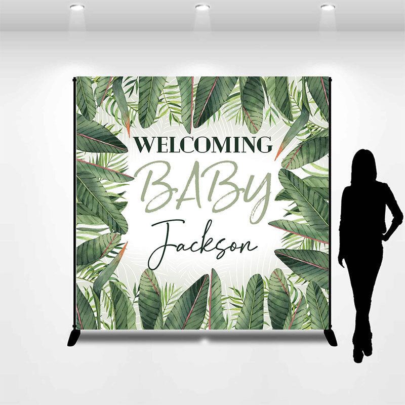 Aperturee - Green Safari Welcome Baby Custom Shower Backdrop