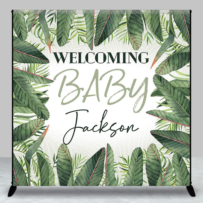 Aperturee - Green Safari Welcome Baby Custom Shower Backdrop