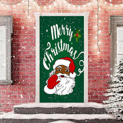 Aperturee - Green Santa Claus Snowy Merry Christmas Door Cover