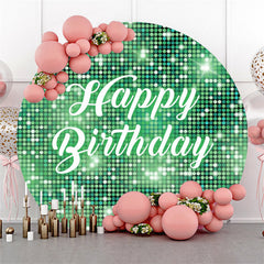 Aperturee - Green Sequin Bokeh Sparkling Round Birthday Backdrop