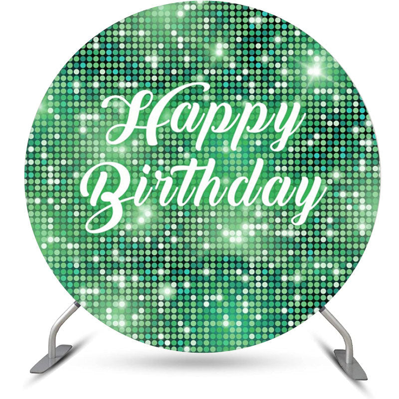 Aperturee - Green Sequin Bokeh Sparkling Round Birthday Backdrop