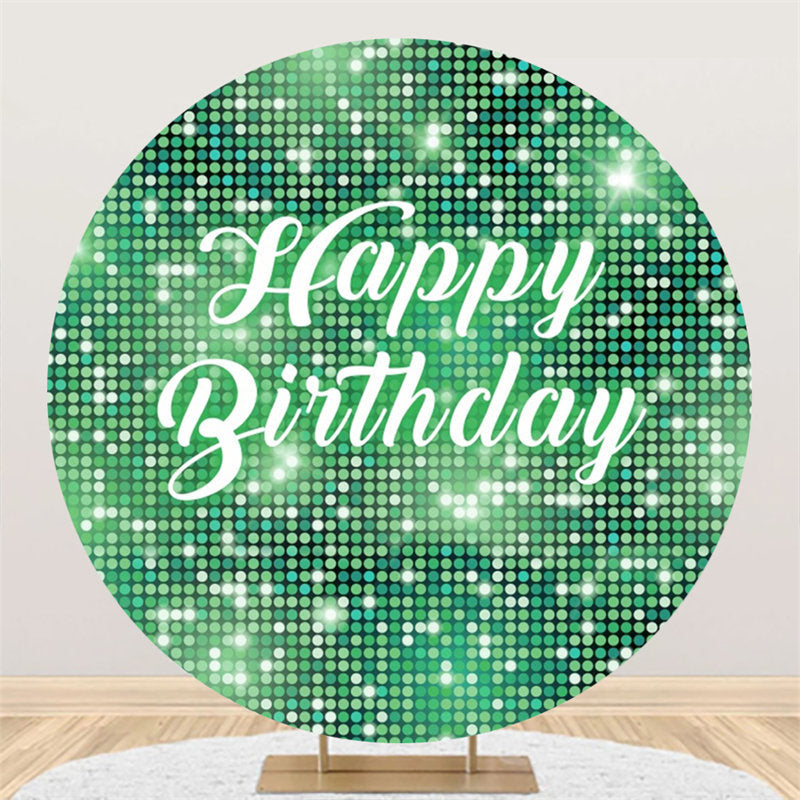 Aperturee - Green Sequin Bokeh Sparkling Round Birthday Backdrop