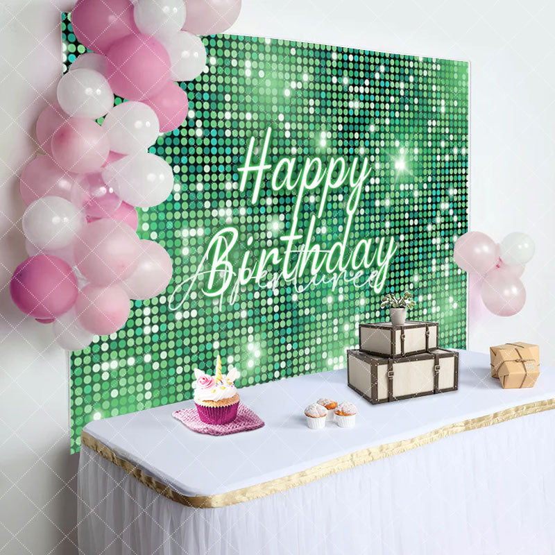 Aperturee - Green Sequins Sparkle Happy Birthday Party Backdrop