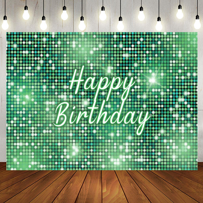 Aperturee - Green Sequins Sparkle Happy Birthday Party Backdrop