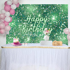 Aperturee - Green Sequins Sparkle Happy Birthday Party Backdrop