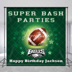 Aperturee - Green Star Rugby Custom Name Birthday Party Backdrop