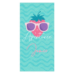 Aperturee - Green Strawberry Sunglasses Custom Name Beach Towel