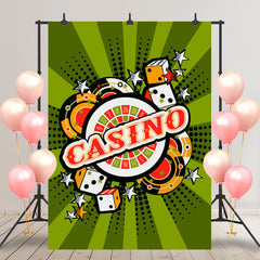 Aperturee - Green Stripe Dice Casino Stars Backdrop For Birthday