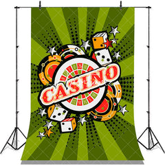 Aperturee - Green Stripe Dice Casino Stars Backdrop For Birthday